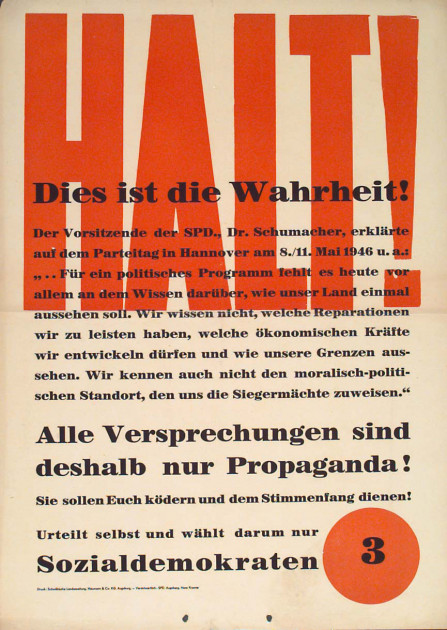 Dokumente Bild 115: Wahlplakat der SPD 1946 [Archiv der Sozialen Demokratie]
